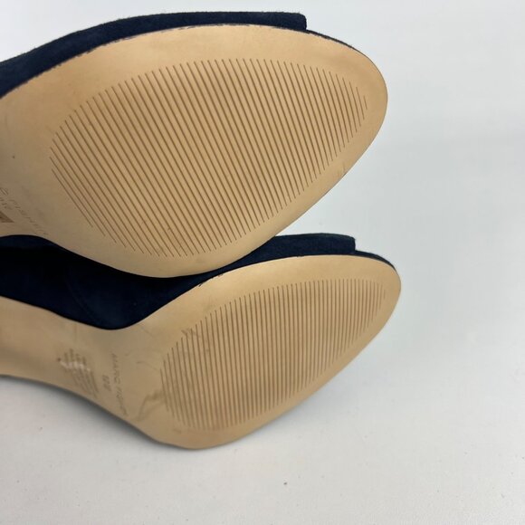 Marc Fisher Womens Serenity Peep Toe Booties Blue Suede Zip Detail size 10W Wide - Picture 14 of 16